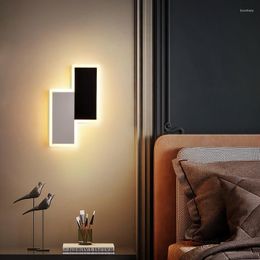 Wandlamp Modern Eenvoudig Zwart-wit Nachtkastje Led Slaapkamer Woonkamer Gangpad Gang Achtergrond Trap Decoratief Li