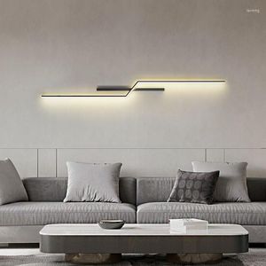 Muurlamp moderne eenvoudige binnen led strip creatief slaapkamer bedgebied woonkamer rooster tv -bank achtergrondverlichting