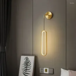 Lámpara de pared moderna y sencilla, cabecera de dormitorio nórdico Led, luces largas, fondo de sala de estar, lámparas creativas de lujo