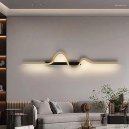 Lámpara de pared moderna y sencilla, tira Led para sala de estar, luces de noche para dormitorio, iluminación interior para el hogar, decoración, pasillo, negro y dorado