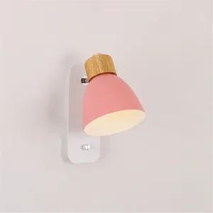 Wandlamp moderne eenvoudige woonkamer veranda gangpadverlichting met knop schakelaar Noordse kinderslaapkamer bed ijzeren lampen