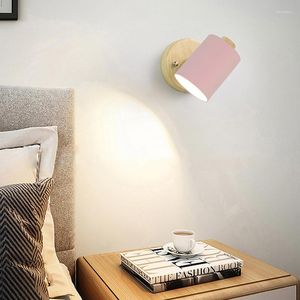 Wandlamp Moderne Eenvoudige Macaron Kleur LED Licht Slaapkamer Nachtkastje Nordic Blaker Lampen Luste Holder Home Decor
