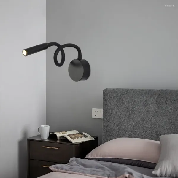 Applique moderne simple ensemble de lit flexible circulaire avec interrupteur chambre LED col de cygne