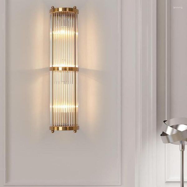Lámpara de pared moderna y espléndida estilo europeo, ático, cristal de lujo Vertical, aplique alto, luminaria, luces de Villa