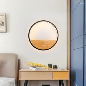 Applique murale Style moderne chambre Led créatif bois rond balcon allée salon cuisine décoration applique éclairage