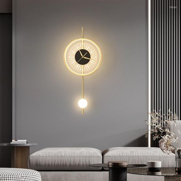 Lámpara de pared Diseño de reloj de estilo moderno LED para sala de estar Dormitorio Fondo Comedor El pasillo Sofá Interior Decorar Luz