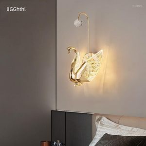 Wall Lamp Modern Swan Led Interior Lights Retro Creative Family Slaapkamer Woonkamer Decoratief