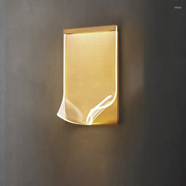 Lámpara de pared moderna transparente cuadrado de acrílico dormitorio de lujo en la cama de la cama minimalista del pasillo de la sala de estar decoración