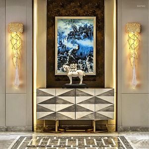 Applique murale moderne Transparent cristal or luxe applique lumière pour salon chambre escalier allée créative LED