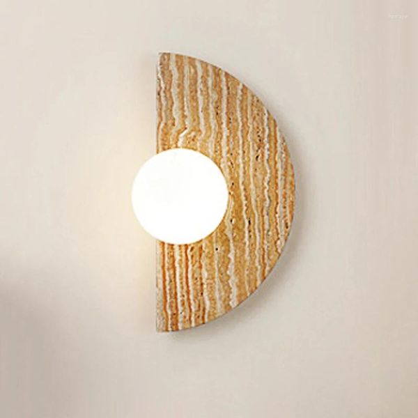 Applique Murale Moderne Chaud Et Simple Vent Jaune Grotte Pierre En Forme De Lune Européenne Maison Séjour Chambre Fond Décoration Lumière 5W Led