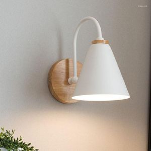 Wandlamp Modern Hout Licht Ijdelheid Slaapkamer Decor Blaker Nordic Design Spiegel Armaturen E27 Hoek 90-260v