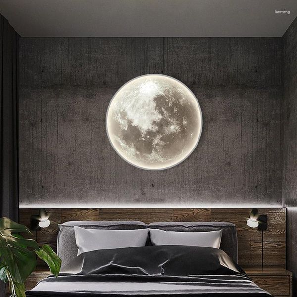 Applique Lune Chambre Lumière Moderne Minimaliste Salon Peinture Fond Allée Creative Net Terre Rouge