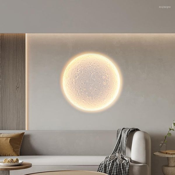 Lámpara de pared Moon Gypsum Lampa Creative Embedded Dormitorio Sala de estar Sin fondo principal Deco Light Art Painting