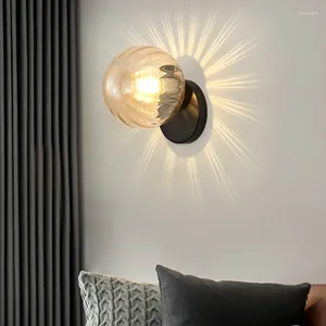 Wandlamp Maan Ijzer Moderne Decoratieve Trap Led Licht Thuis Nachtkastje Ronde Glazen Verlichting Hout Applique Murale E27