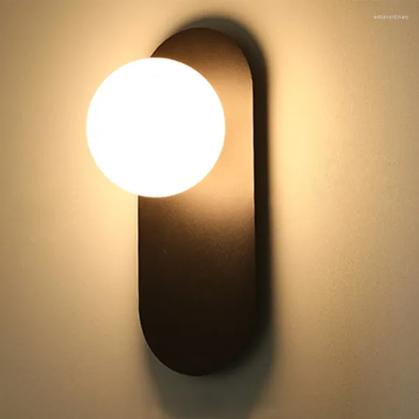 Lámpara de pared Moonlux, bola nórdica montada en la pared, luz nocturna decorativa para dormitorio, pasillo de casa Simple