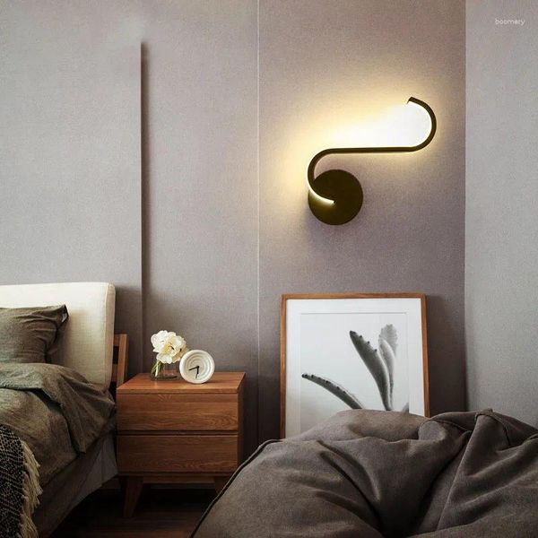 Lámpara de pared montada para dormitorio, candelabro de noche, iluminación interior utilizada para pasillo, arte de sala de estar, decoración negra para el hogar, AC90-260v