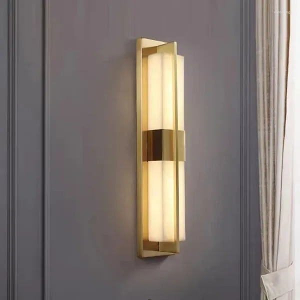 Lámpara de pared Luces LED de mármol cuboide natural Oro Negro Cobre para sala de estar Restaurante Dormitorio Pasillo Escaleras Sconce