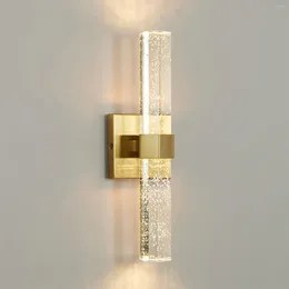 Lámpara de pared Nodern Crystal Luces LED para la sala Aisera de pasillo Escaleras Ambiente de baño Metal de oro