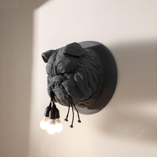 Applique Nordique Animaux Résine Chien Tête Luminaires Salle De Bains Chambre Appliques Lampes Salon Déco E14 Led