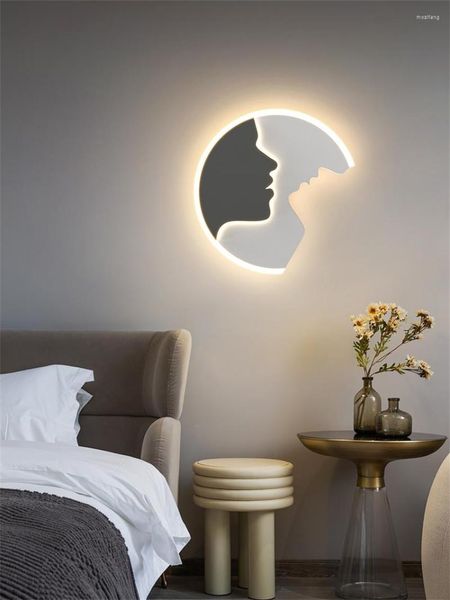 Applique murale Art nordique visage Contour lampes moderne LED chambre chevet salon couloir appliques décoratives luminaires