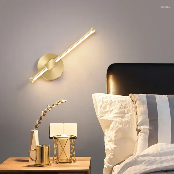 Lámpara de pared luces de noche de dormitorio nórdico lámparas de espejo de baño simples aplique LED moderno accesorios de iluminación de tira de personalidad