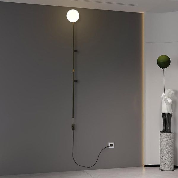 Applique nordique chambre Led avec interrupteur salon Simple et moderne câblage gratuit prise de cordon El modélisation LampWall