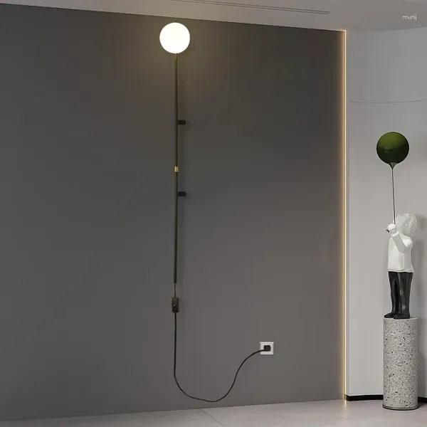 Lampe murale LED de chambre nordique avec commutateur salon simple et moderne Plug de cordon de câblage gratuit El Modélisation