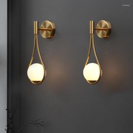 Wandlamp Noordelijke zwart gouden led metalen glazen lampenkap slaapkamer bedkamer bed restaurant gangpad sconce moderne badkamer indoor verlichting