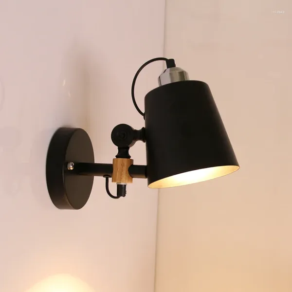 Lampe murale nordique bref bois massif moderne noir et blanc el villa chambre salon couche-chevet escalier d'éclairage