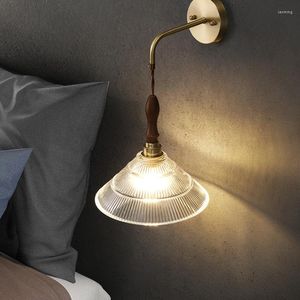 Applique nordique cuivre lumière luxe chevet américain rétro verre escalier Simple et chaleureux japonais chambre étude