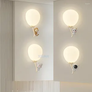 Lampe murale Nordic Cream Style Ballon Lumière pour Childern's Room Minkey Cow Night Nursery School Dorative