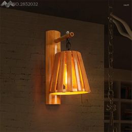 Wall Lamp Noordige creatieve bamboe lichten emmerlampen voor woonkamer restaurant café slaapkamer bar huis verlichting keukenarmaturen