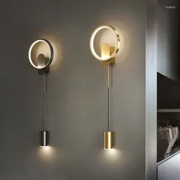 Lámpara de pared nórdica creativa LED de lujo sala de estar moda moderna minimalista luz de noche dormitorio accesorios de iluminación