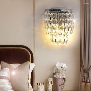 Lampe murale nordique cristal lustre clair Gold Golce LED salon Lights Lights Bedside Glass Indoor Éclairage pour la maison