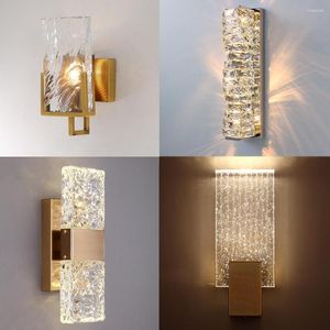 Applique nordique cristal cuivre Transparent créatif lumière LED applique pour salon chambre escalier vestiaire salle de bain