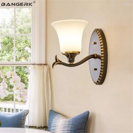 Lámpara de pared de diseño nórdico LED LED Vintage Luces Vintage Vidrio Copper Bedside Loft Decoración Iluminación del hogar E27 Luminaria