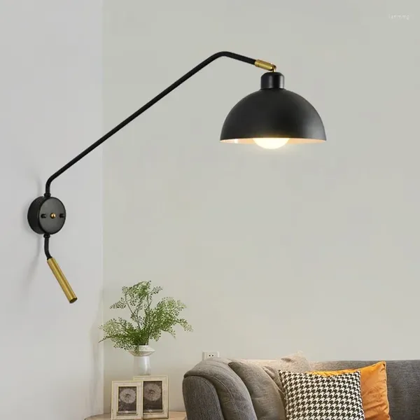 Lámpara de pared Comedor nórdico Luz de poste largo Viento industrial Retro Brazo basculante Sala de estar Sofá Mesa de trabajo