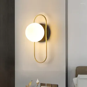 Wandlamp Nordic glazen bol LED-licht voor woonkamer interieur slaapkamer verlichtingsarmatuur met G9 lamp schans thuis