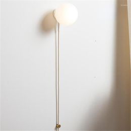 Wandlamp Noordelijk glas met stekker met stekker Ball Lights Designer Home Decor SCONCE LICTURES INDUSTRIËLE LED -LIDING