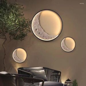 Lámpara de pared Lámparas nórdicas Accesorios de iluminación para el hogar Iluminación interior para exteriores Dormitorio Sala de estar Decoración de jardín Simple Modern Moon Concret