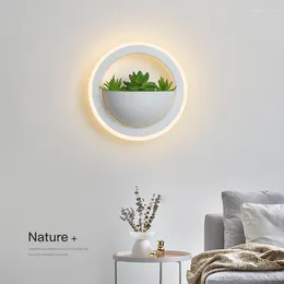 Lampe murale nordique LED Chaire de lit moderne minimaliste green plante créative plante de plante décorative WJ912