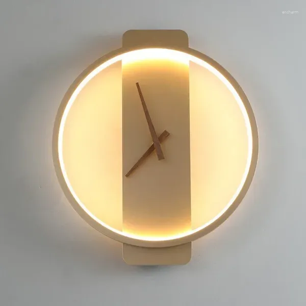 Applique murale nordique horloge LED lampes Art Design applique créative allée chambre fond décor lumière éclairage