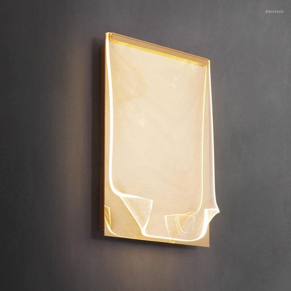 Lámpara de pared LED nórdica de hierro acrílico, lámparas de diseño moderno para el hogar, candelabro dorado, dormitorio, mesita de noche, luz de espejo de cocina