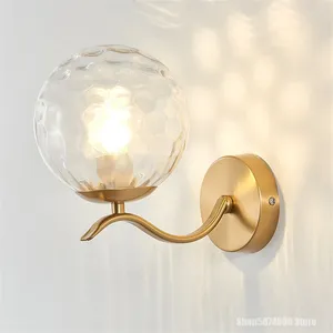 Wandlamp Noordelijke LED -lichten voor thuisdecor Glazen slaapkamer lichte bedspiegel Badkamer Goud Zwarte SCONCE