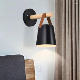 Applique murale LED nordique avec ceinture en rondins, luminaire décoratif d'intérieur, idéal pour une chambre à coucher, un chevet, un salon, un couloir, une salle à manger, une étude ou un miroir