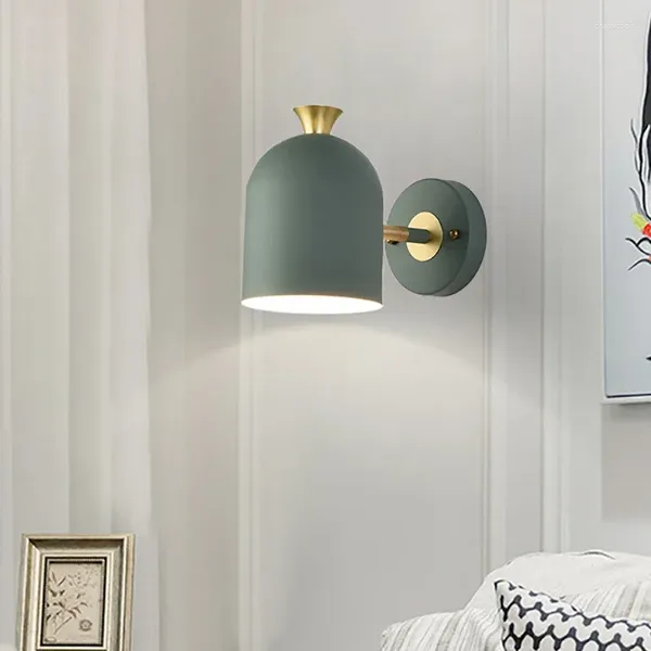 Lámpara de pared nórdica LED minimalista Macaron E27 luz para habitación niños dormitorio mesita de noche pasillo escalera apliques