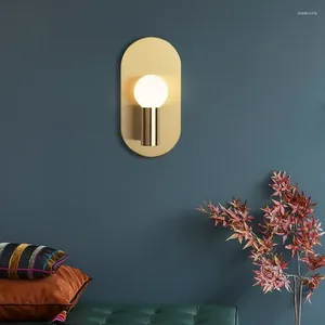 Wandlamp Nordic LED Modern Eenvoudig Koperen Bedlampjes Creatieve Persoonlijkheid Woonkamer Amerikaanse Stijl Gangpad Trapverlichting