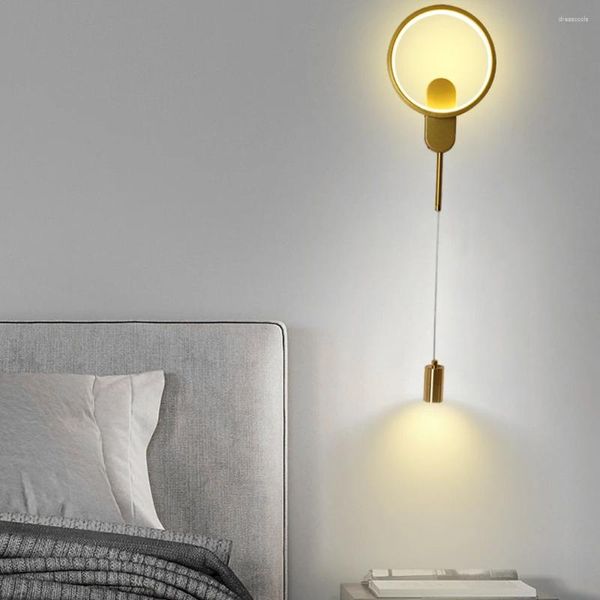 Lampe murale Nordic LED PENDANT LUMINE 3000K-6000K Mental avec un abat-jour monté pour le salon chambre à coucher d'éclairage intérieur