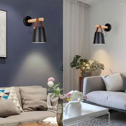Lámpara de pared LED nórdica, cinturón de madera, poste de madera, enchufe E27, candelabro junto a la decoración, luminaria, dormitorio, estudio, sala de estar, luz de pasillo