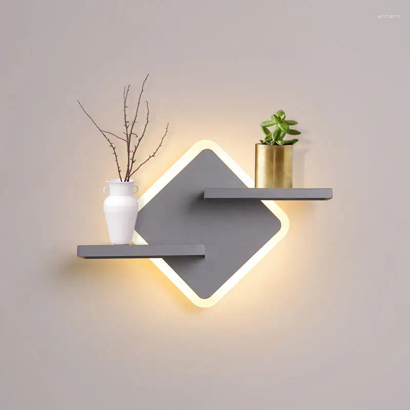 Wall Lamp Noordse loftbedden met bureau moderne eenvoudige vierkante led naast slaapkamerplank SCONCES Keuken dubbel licht